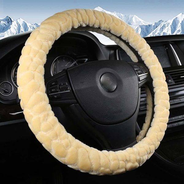 

steering wheel covers 4 colors car 38cm winter cover faux soft plush classical black/bray/brown/beige