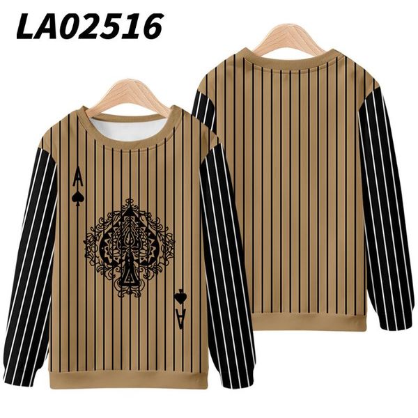 

men's hoodies & sweatshirts striped poker printed spring autumn couple women men casual o-neck harajuku loose pullovers oversized 6xl, Black