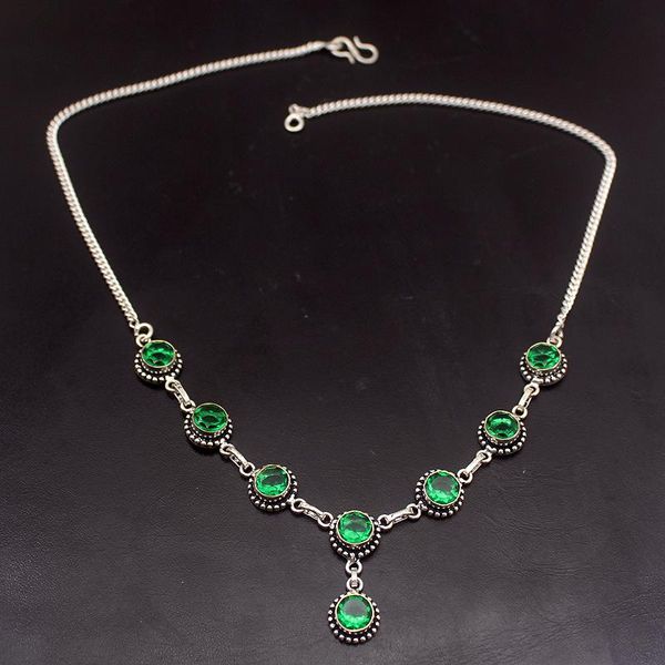 

amazing vintage round shape greenz 925 sterling silver women necklace 19 inches vc02 chokers, Golden;silver
