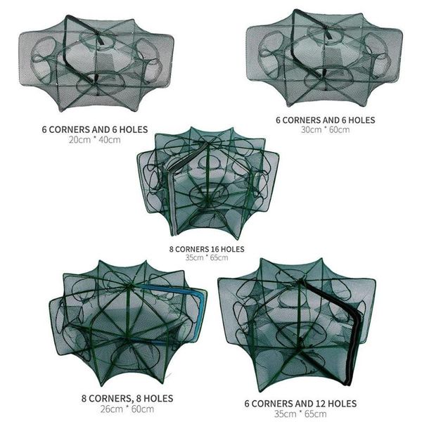 

6/8/12/16 upgrade holes nylon fishing net tool fish cage foldable gill green clear hand throw accessories