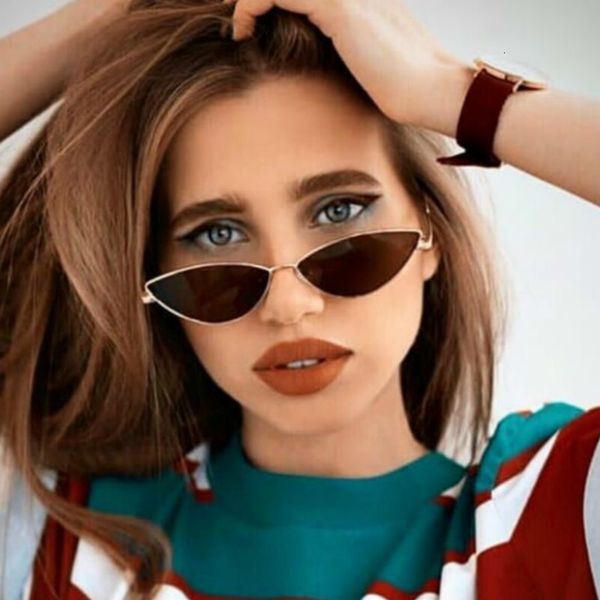 

sunglasses 2021 women luxury cat eye brand design metal frame gold red vintage cateye fashion sun glasses lady eyewear, White;black