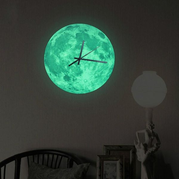 

luminous wall clock for children room moon sticker fluorescent kids clocks home decor watch childrens christmas gift