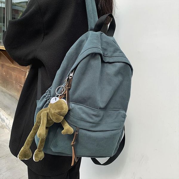 

hocodo solid color classics womens backpack female casual fashion pendant simple shoulder for teenager girls