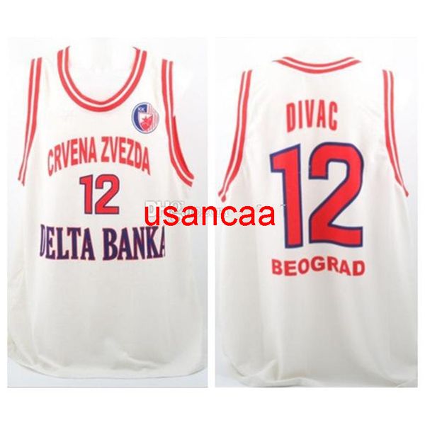 

vlade divac #12 kk crvena zvezda roja beograd white basketball jerseys mens stitched custom any number name, Black
