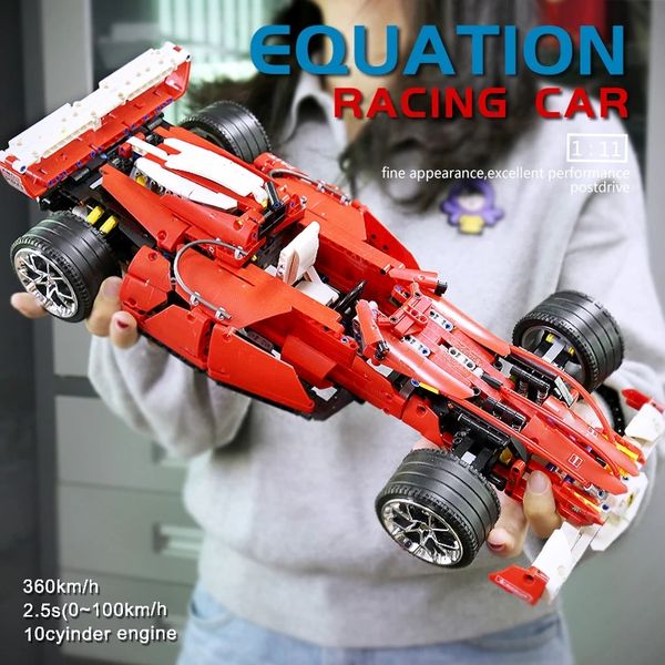 Il 8386 F1 Racer 1:10 Modello di auto a velocità Building Blocks 0011 Auto ad alta tecnologia Assemblaggio educativo Mattoni Educazione per bambini Regali di Natale Giocattoli di compleanno per bambini