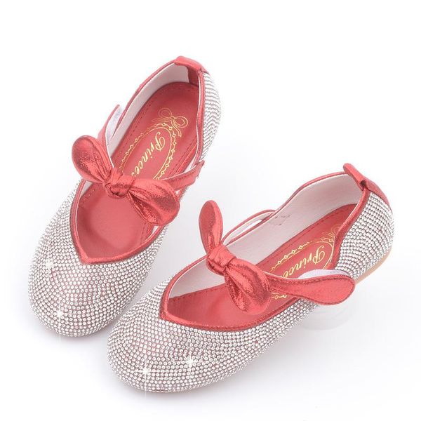 

athletic & outdoor cute kids shoes leather princess for girls casual glitter diamond bow children size 25-36, Black
