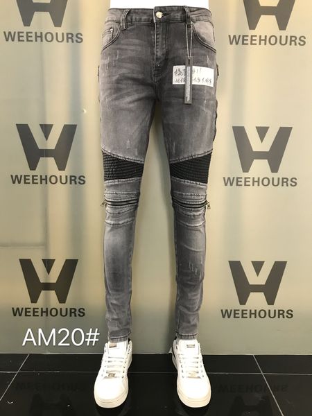 

designer design ripped locomotive rapper men's and women's jeans fashion item am20-21, Blue