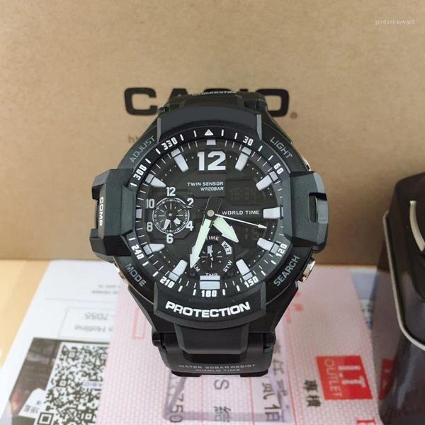 

wristwatches brand ga110 men sports watches dual display analog digital led electronic quartz waterproof swimming military watch, Slivery;brown