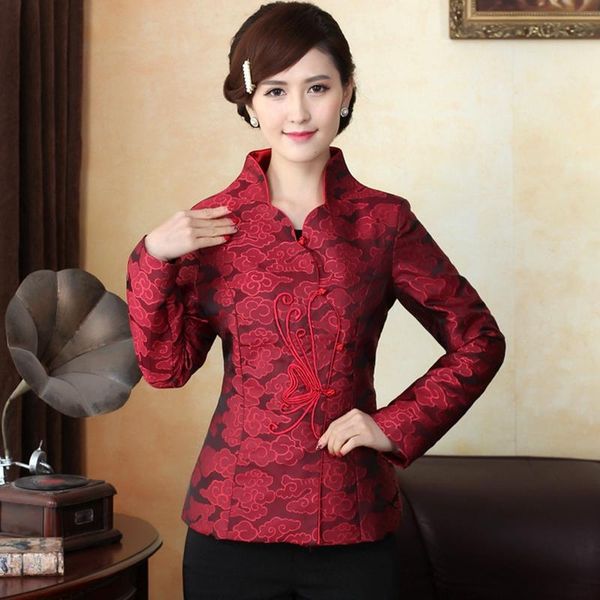 

women's jackets women tangsuit chinese year clothes ladies casual coat female wedding party evening red overcoat, Black;brown