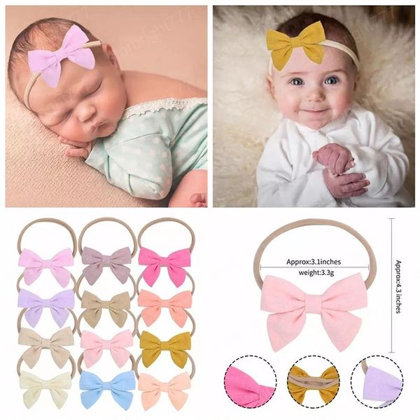 

baby headband elastic hairbands for kid girls small bow headdress diy kids hair accessories, Slivery;white