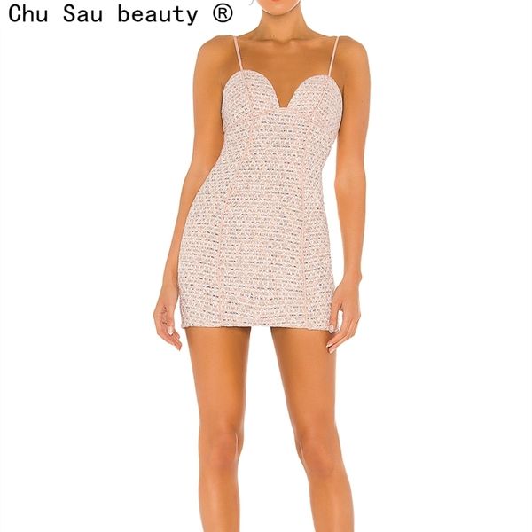 

fashion casual chic tweed sling mini dress women party style hight waist a-line dresses female vestido de moda 210508, Black;gray