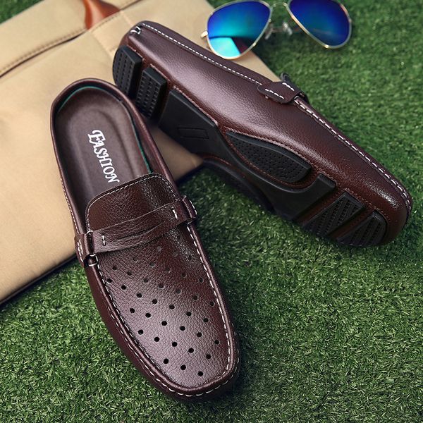 

baotou half slippers mens pedal breathable outdoor slippers heel lazy sandals new leisure in summer, Black