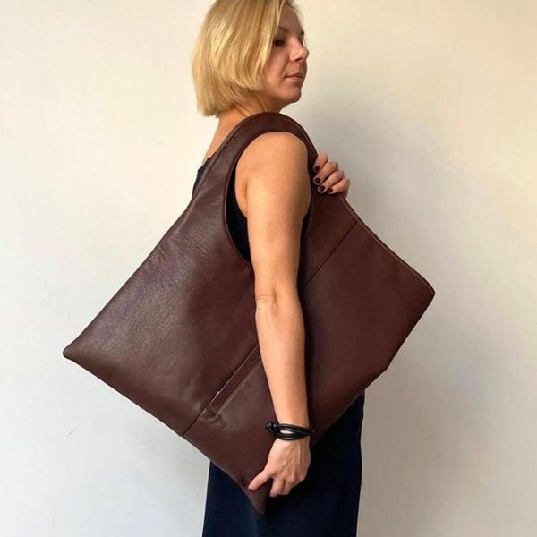 

evening bags large capacity soft leather handbag vintage brown tote bag pu big shopping female shoulder with tassel