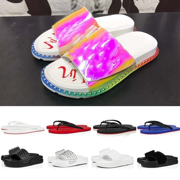 

fashion slippers slides triple black white blue red bottoms mens women flat flip flops beach l platform indoor sandals small lady big size 3