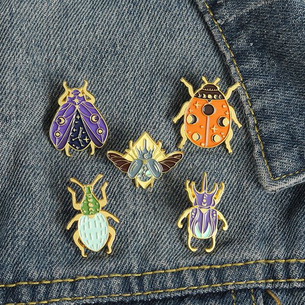 

cartoon bugs enamel pins hercules beetle coccinella brooches backpack badges gifts for insect lover entomologis custom jewely, Blue