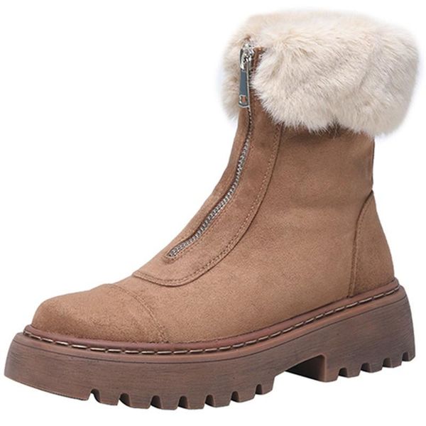 

boots rasmeup 2021 size 34-43 women snow real leather warm fur high heel winter shoes woman plush fashion platform short boot, Black