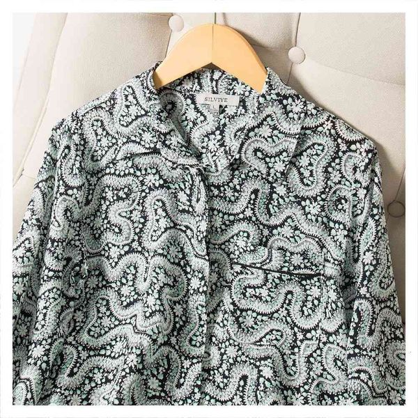 

blouses real printed shirt women's mulberry silk temperament design sense, White