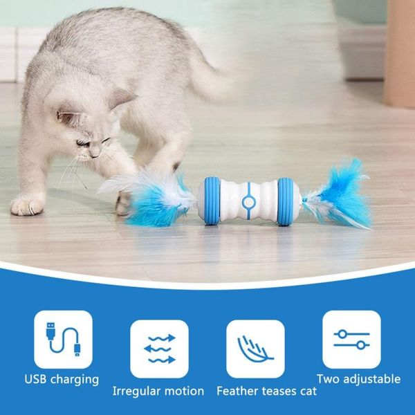 

cat toys for indoor automatic robotic feather two speed self-rotating toy rechargeable electric with colorful led