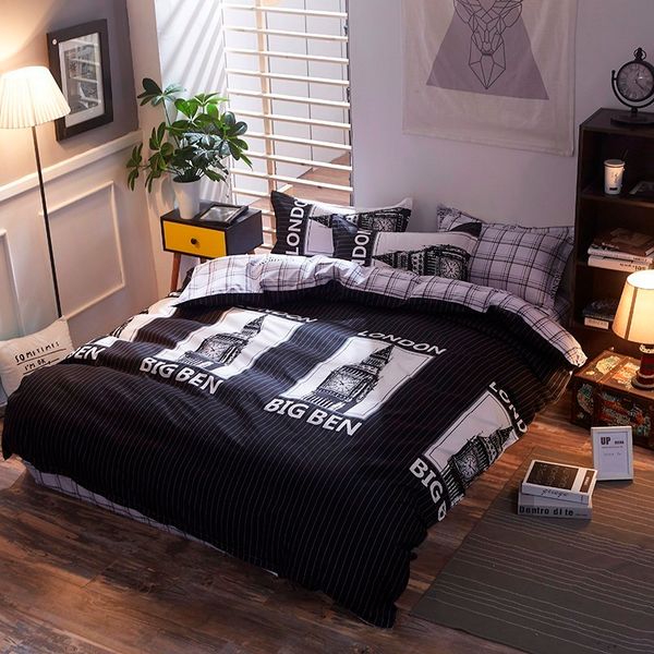 

bedding sets solstice home textile big ben london sets 3/4pcs bed linen geometric chequer sheet duvet cover pillowcase king twin size 98pt