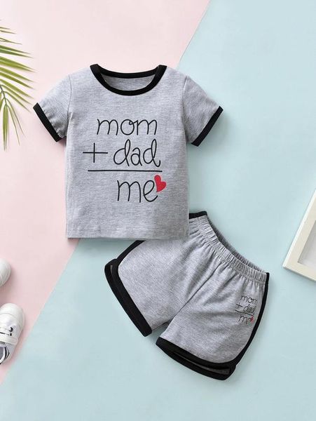 

baby letter graphic ringer tee & shorts she, White
