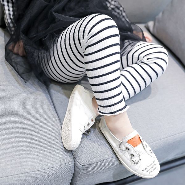 

girls leggins children pants cotton trousers for kids baby bottom pants toddler leggings girls striped leggings, Blue