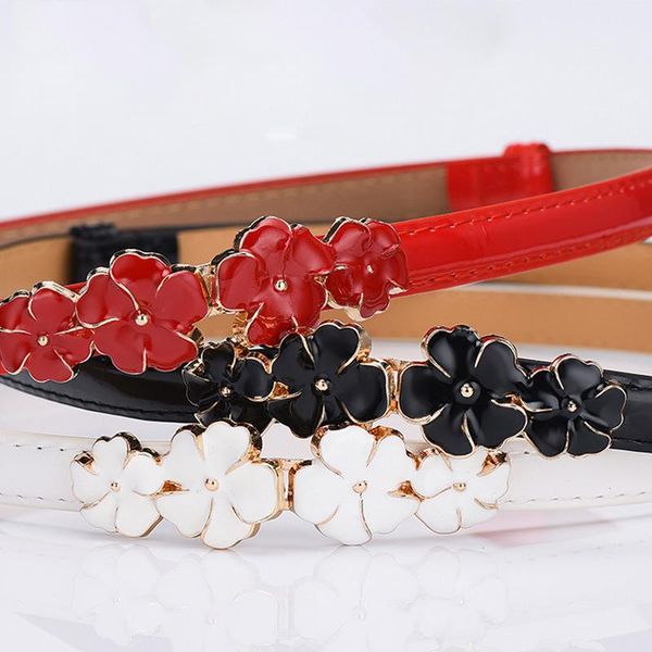 

belts dripping plum blossom patent leather ladies wild decorative small belt korean designer women's, Black;brown