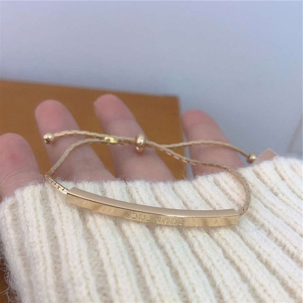 

hand catenary letter fashion ins style simple adjustable bracelet, Golden;silver