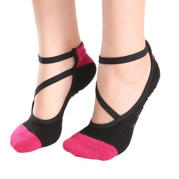 

sports socks women yoga short ankle bandage non-slip silicone pilates ballet fitness gym breathable backless dance, Black