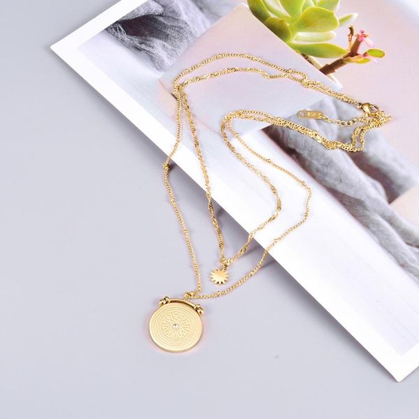 

chains vintage double roman necklace with stainless steel for ladies, Silver
