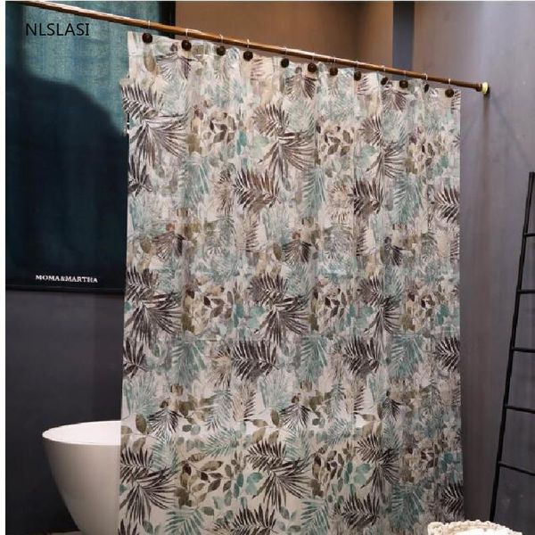 

shower curtains 1pc leaf print thicken eva curtain bathroom home deco waterproof mildew proof with hooks accessories