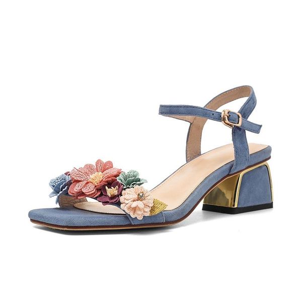 

dress shoes fashion floral comfortable women's sandal simple open-toe low heel chunky button, Black