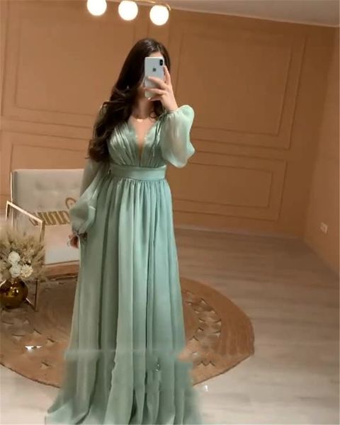 

pale green a line evening dresses long sleeves sash floor length 2021 dubai women elegant formal prom party wear gowns, Black;red