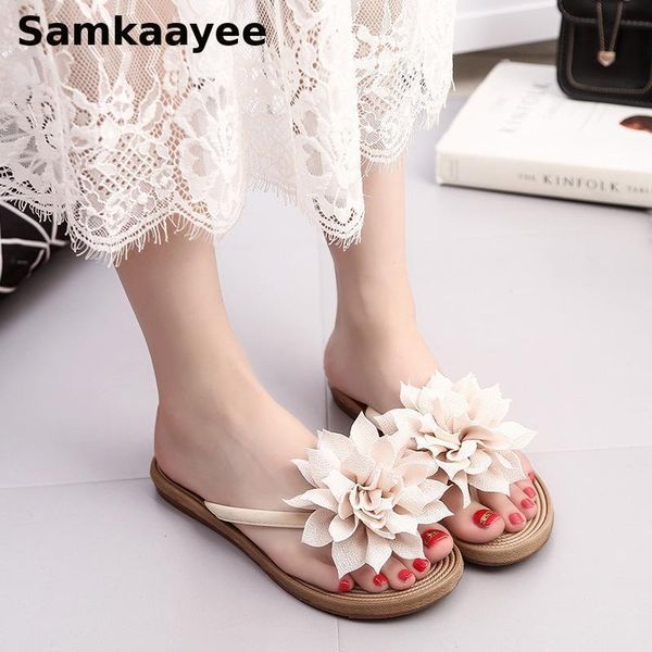 

slippers size 35-41 women flip flops summer female thong flower sandals mujer flats beach shoes outdoor bohemian zapatillas y17, Black