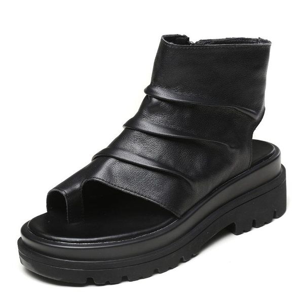 

dress shoes 2021 black women wedges high heel sandals lady thick bottom party summer genuine leather thong slingback platform