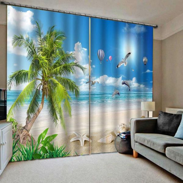 

curtain & drapes beach curtains nature scenery luxury blackout 3d window for living room bedroom customized size