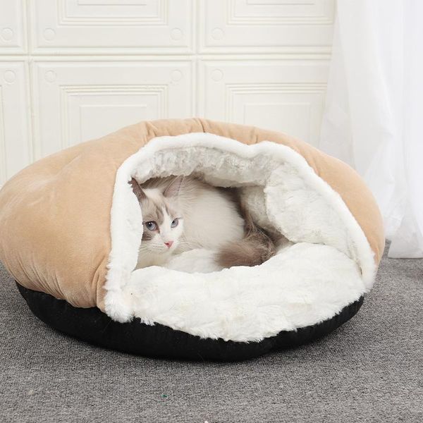

cat beds & furniture winter warm house enclosed pet sleeping bed small dogs thicken fleece kennel puppy kitten plush nest cats indoor cushio