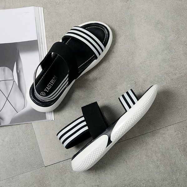 

fashion women's shoes stretch fabric ladies casual sandals summer beach, Black