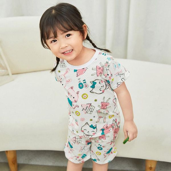 

children's clothing sets summer suit pajama girls shorts boy sleepwear for, White