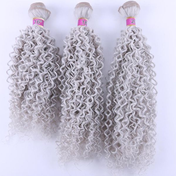 

angie color grey kinky curly hair weave high temperature synthetic hair extension for women, Black