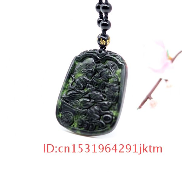 

green obsidian accessories jewelry chinese gifts natural necklace mouse pendant men amulet jade for black charm hand-carved, Silver