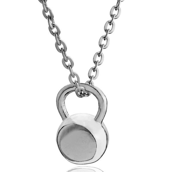 

kettelball pendant choker necklaces for women dumbbell fitness jewelry rhodium plated 2021 arrivals, Silver