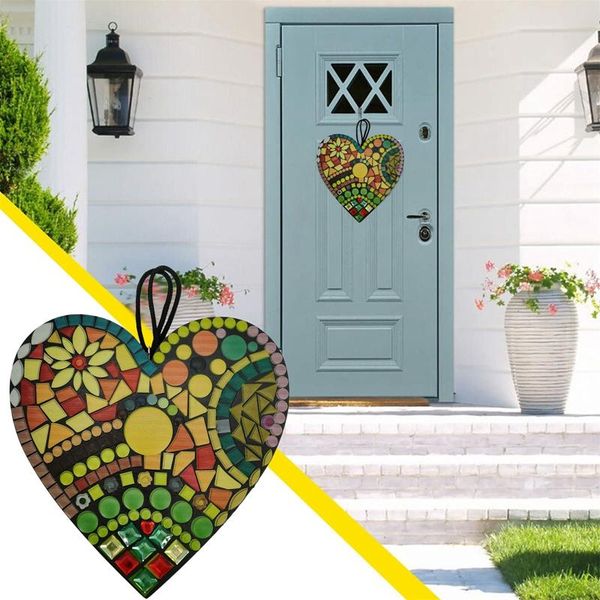 

novelty items colorful mosaic garden heart sculpture hanging ornament romantic retro resin crafts decoration for home courtyard