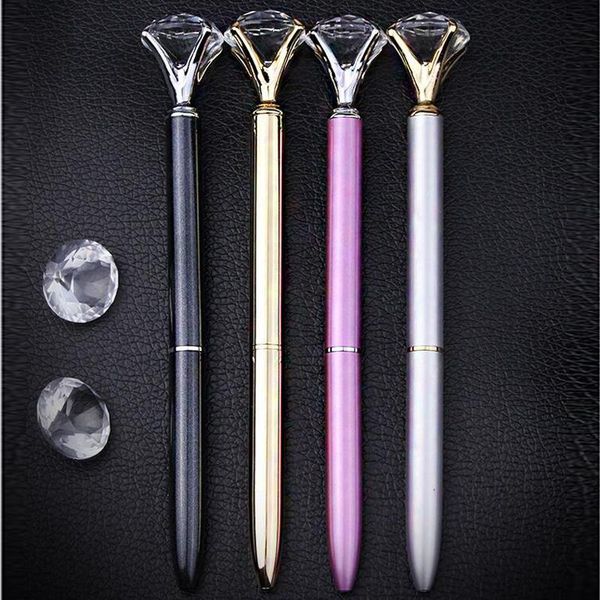 

5pcs/lot black ink crystal diamond ball pen ballpen fashion ballpoint pens for school stationery office supplies, Blue;orange