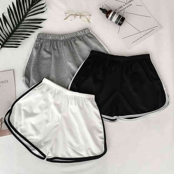 

summer women casual shorts color block breathable shorts for women sports fitness workout homewear spodenki black white, White;black