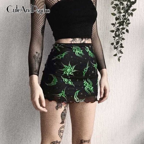 

gothic y2k mini mesh skirts women vintage harajuku high waist skirt clubwear fashion aesthetic outfits streetwear cuteandpscho y0824, Black
