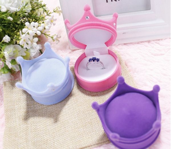 Fashion Small Cute Princess Velvet Ring Packaging Box Holder Earring Stud Pendant Organizer Storage Gift Boxes Custodie