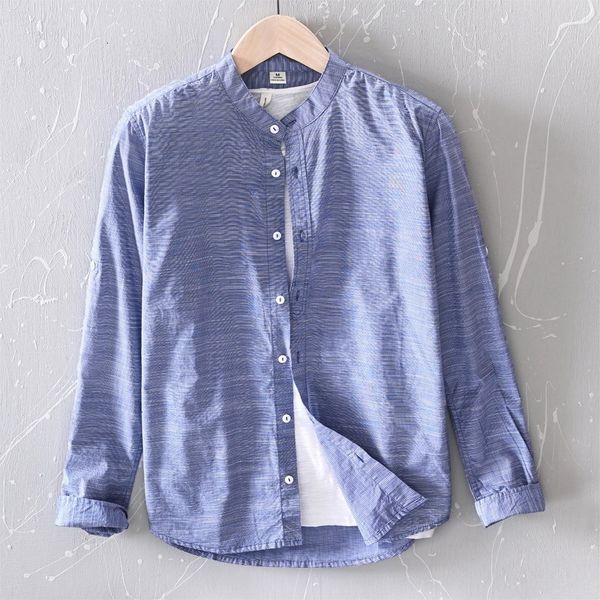 

men's t-shirts arrival striped casual long sleeved brand cotton shirt stand collar fashion shirts for men chemise txii, White;black