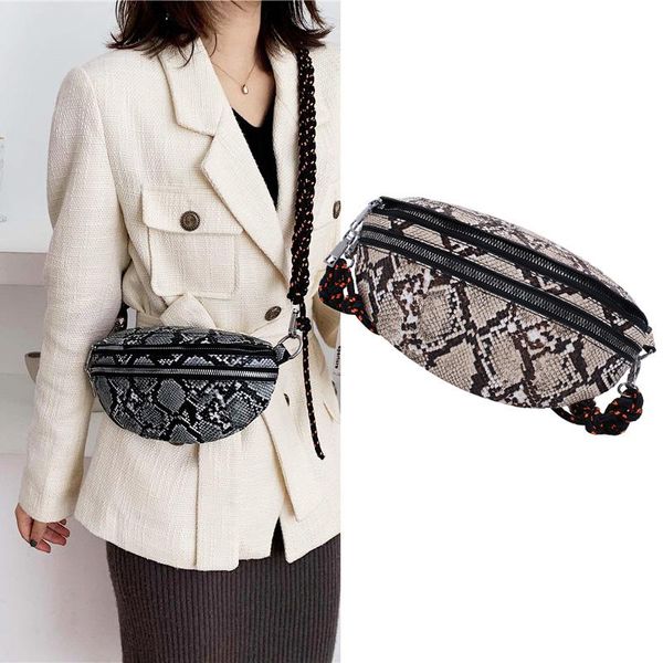 

fashion serpentine pu leather women chest bags luxury crossbody for 2021 small waist packs designer messenger bag