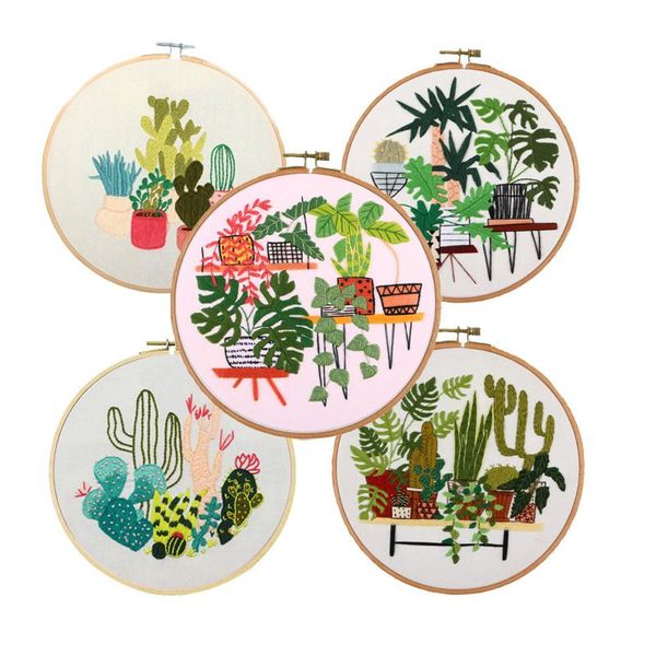 

other arts and crafts diy cactus plant embroidery kit with hoop for beginner cross stitch kits needlework handmade sewing art handicraft pai