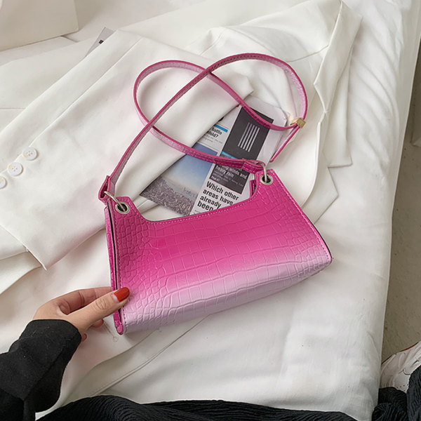 

women portable handbags fashion gradient color ladies shoulder underarm bags crocodile pattern ladies crossbody messenger bag l0